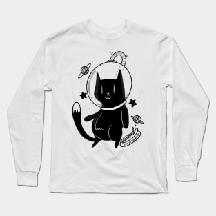 Catstronaut,cute black cat astronaut Long Sleeve T-Shirt